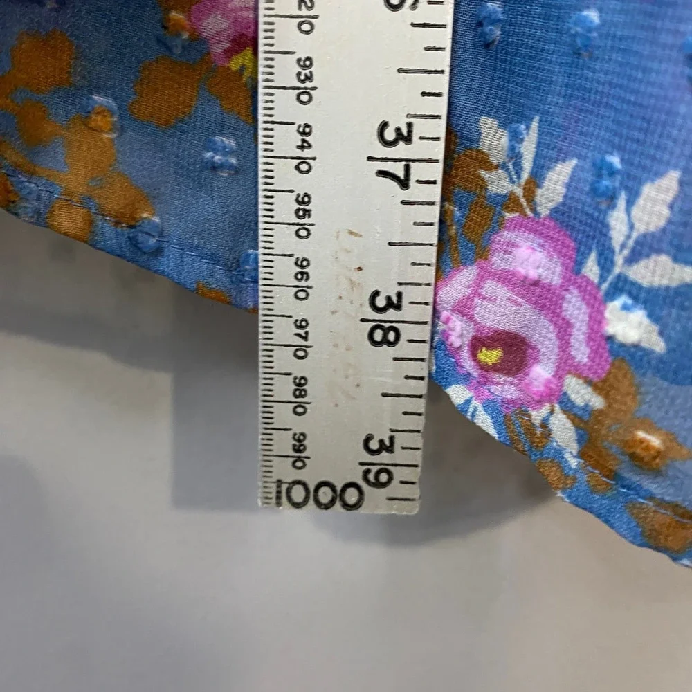 Matilda Jane To the Nines Blue Pink Floral Clip Dot Babydoll Dress XL Womens